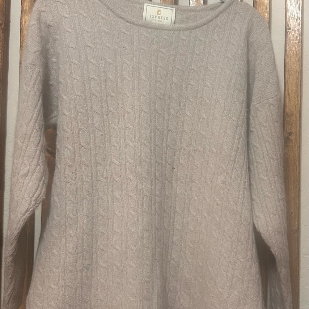 Express Women's Light Gray Cable Knit Sweater - image 1